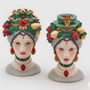 Portavelas Sicily Poly H 18 cm D 10 cm verde EDG