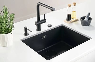 Fregadero bajo encimera Franke una cubeta Maris MRG Black Collection mueble 45 cm