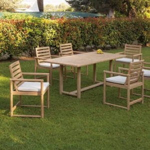 Conjunto Green Mesa de comedor y sillas exterior de madera de eucalipto