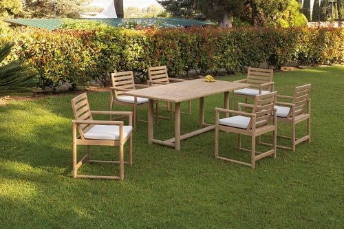 Conjunto Green Mesa de comedor y sillas exterior de madera de eucalipto