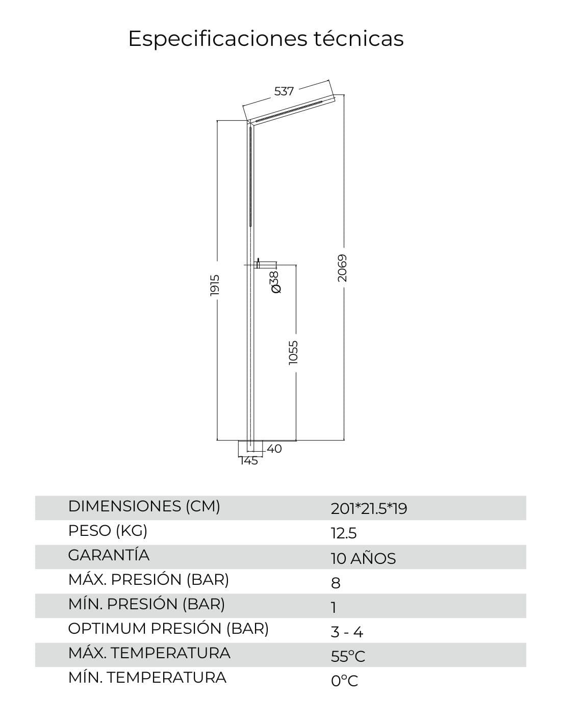 Ducha de exterior para piscina - acero inox. y luz led Sense de Imex - Imagen 5
