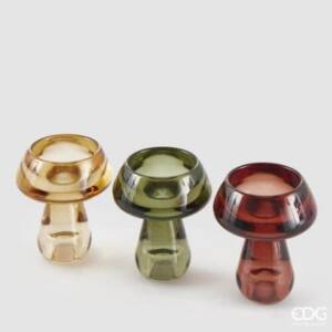EDG Portavelas de Cristal Champiñón H9xD8 cm