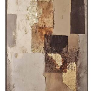 Cuadro Abstracto Beig 80% Pintado a Mano 83x4x123 CM The Garpe Group