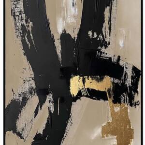 Cuadro Abstracto lienzo Negro 80% A Mano 83x4x123cm