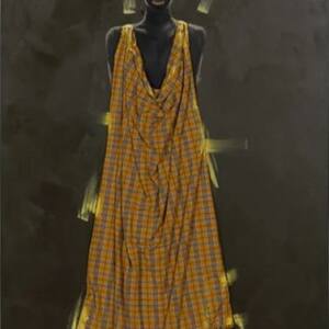 Cuadro Africana Ixia Regal Lienzo vestido Amarillo 90x3.5x120cm