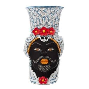 Jarrón Hombre Moro Flor Gigante