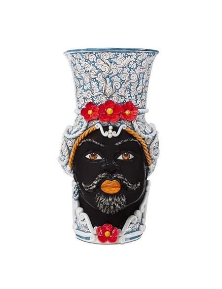 Jarrón Hombre Moro Flor Gigante