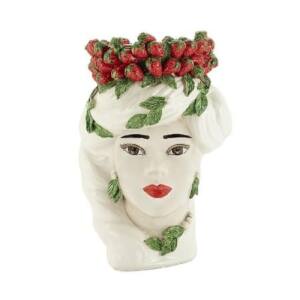 Jarrón Testa Di Moro de fresas con cabeza de señora grande abhika