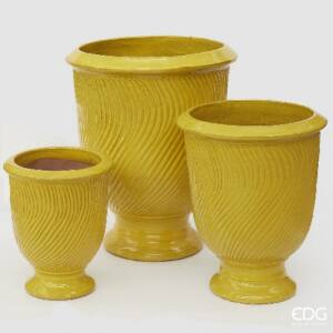 Jarrón esmaltado Atlas Amarillo Waves 3 piezas Alto 67 EDG