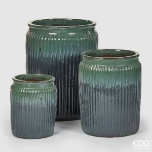 Jarrón esmaltado VERDE 3PCS H70+55+40 EDG