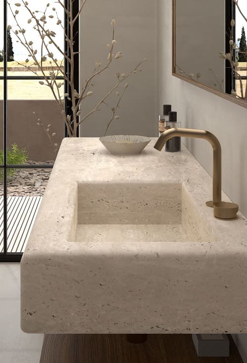 Encimera Lavabo Mármol Travertino Crema Ítaca Maderó Atelier