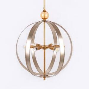 Lámpara Colgante Olimpo Extensible López del Hierro Luces Oro Aros Plata