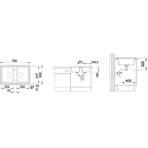 Fregadero Blanco Lexa 8. Silgranit. Para mueble de 80 cm. - Imagen 2