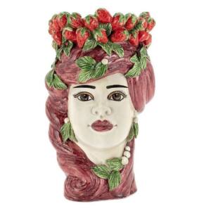 Jarrón Testa di Moro, Mujer Burdeos Fresas Abhika
