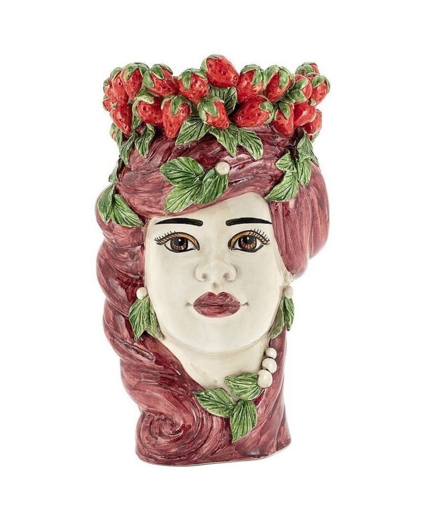 Jarrón Testa di Moro, Mujer Burdeos Fresas Abhika