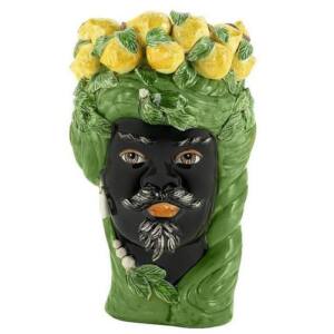 Jarrón Testa Di Moro Hombre, verde y limones Abhika