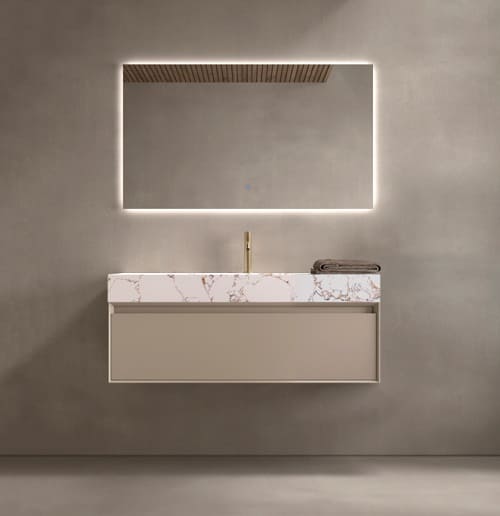 Mueble de Baño Novus suspendido 1 cajón c/poza de piedra Avila Dos